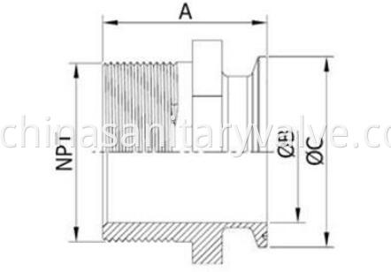 21MP NPT sanitary clamped adapter threaded end